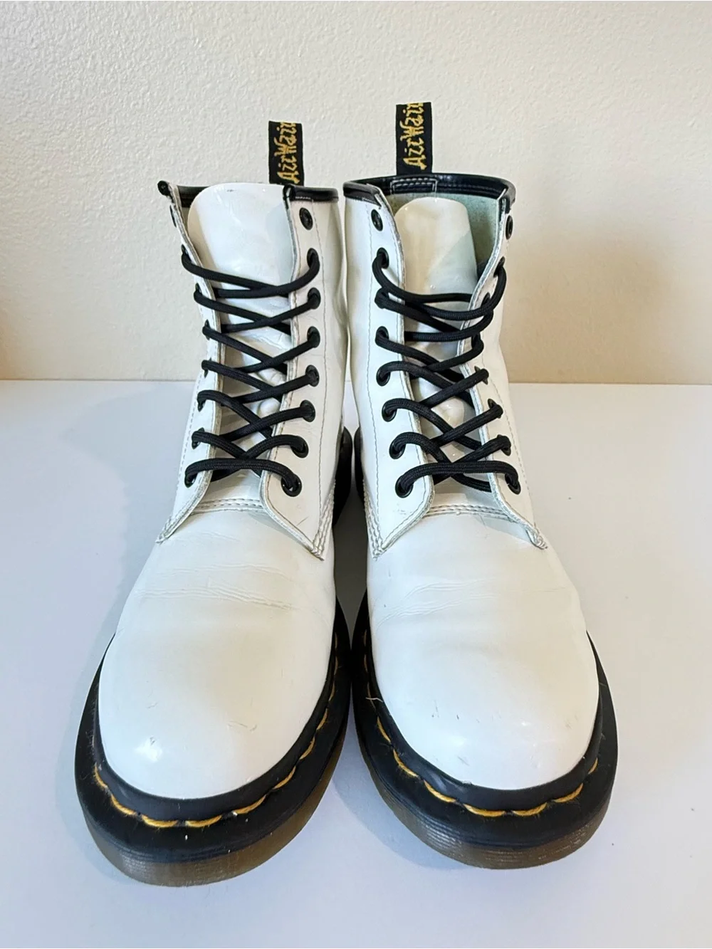 Dr. Martens 1460 White Patent Leather Combat Boots Women’s 7/38 8 Eye Lace Up